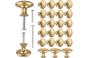 Foppla 25 st lådknoppar, zinklegering, skåphandtag, rostfria, guld, byrålknoppar med skruvar, dekorativa lådhandtag, möbelkno