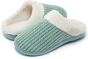 Kuako Maison Pantoufles Femme Hiver Chaude Confort Mémoire Peluche Chaussons Antidérapantes Chaussures D'Intérieur