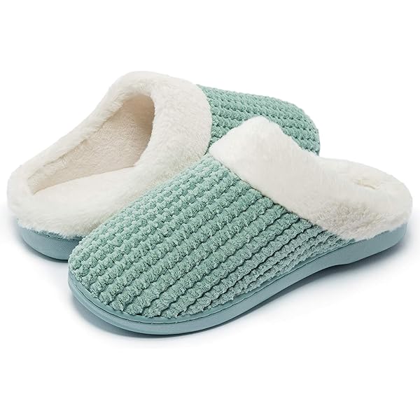 SMajong Heren Pantoffels Winter Warme Huis Schoenen Antislip Mocassin-pantoffels Fuzzy Slippers voor Binnen en Buiten Blauw Geel 42 EU