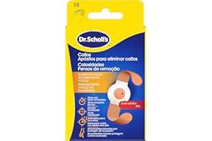 Dr. Scholl's Apósitos para eliminar callos x8 eliminador rápido y eficaz de callos en los pies, alivio inmediato del dolor, acción específica con ácido salicílico, almohadillas resistentes al lavado
