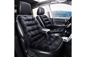 Auyuiiy Cushioned Car Seat Cover, Warm Plush Car Seat Cover, Front Rear Pad Cushion Seat Cover, Auto Protector for Cold Winter, Universal Fit for All Vehicle (Black) (Cover-as1)