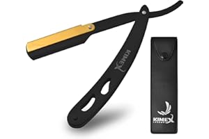 KIMEX LONDON® Cut Throat Razor, Professional Barber Premium Quality Straight Edge Moustache & Beard Shaving Razor (Black)