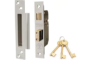 TSS High Security 5 Lever British Standard Mortice Sashlock with 3 Keys and Fixings, 2.5" (68mm) Polished Chrome, Insurance Approved for External Doors, British Standard BS3621:2007