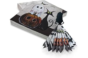 PAPU 36 Stück Halloween Servietten 3-Lagig Servietten Halloween Tischdeko Kürbis Geist Kätzchen Papierservietten 33 x 33 cm Halloween Paper Napkins Party Deko