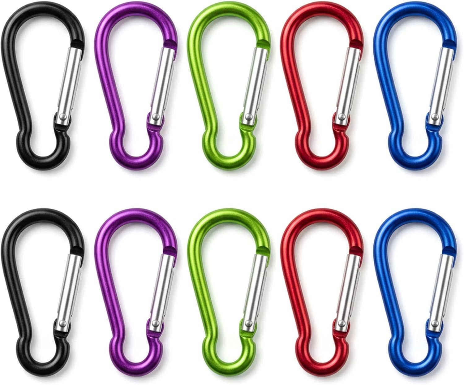 10 Piezas Mosqueton de Aluminio Pequeños, Mini Mosqueton,5 Colores Mosquetón Llavero Pequeños Compacta Ligera Mosquetones para Mochileros Camping Pesca y Viajes Acampada (3,5 x 40 mm)