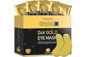 MASKISS Under Eye Patches (24 Pairs) - 24K Gold Eye Masks Skincare Enriched with Abundant Collagen, hyaluronic acid, anti-aging self care eye gel pads for puffy eyes, dark circles and eye bags,wrinkle patches