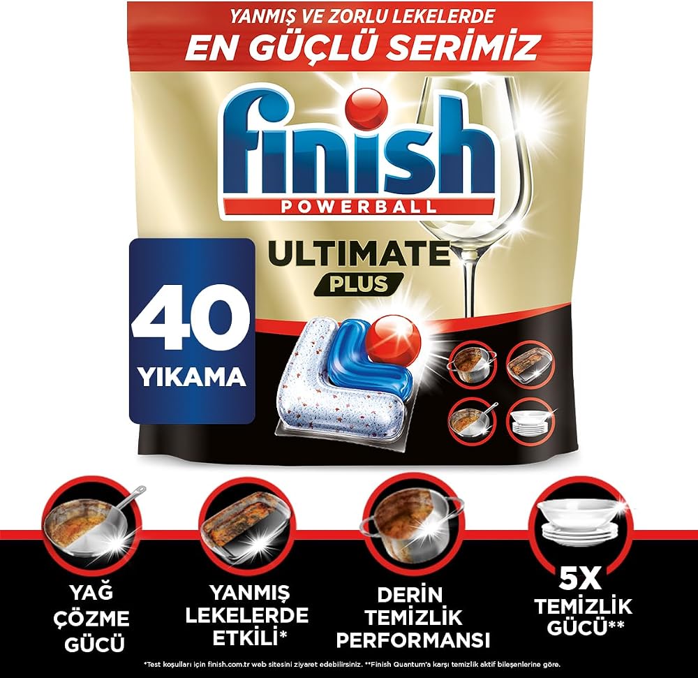 Finish Ultimate Plus 40 Kapsül Bulaşık Makinesi Deterjanı Tableti (1 x 40 Kapsül)