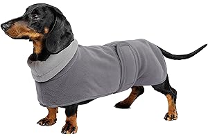 Geyecete-Polarfleece Winter hundemantel fur Dackel,Miniatur Dackel Pullover,Warmes Einstellbar Hundejacke Hundeweste mit Geschirr öffnung-Grau-L