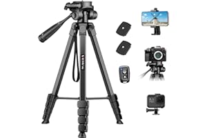Victiv Neues Kamera Handy Stativ, 172cm Tragbares Camera Tripod, Aluminium Dreibein Stativ mit Abnehmbar 3-Wege-Kopf for für DSLR Canon Nikon Sony Action Kamera, Fotostativ für iPhone Smartphone