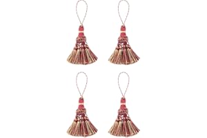 Fenghuangwu Set of 4 Elegant Polyester Tassel Colorful Craft Tassels Charms Key Tassel DIY Accessories for Curtain and Home Decor (Red)