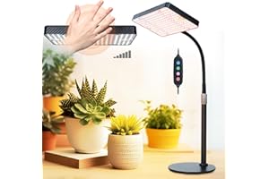 FECiDA Desk Grow Lights for Indoor Plants with Timer 4/8/12 Hr, Stepless Dimming Full Spectrum Grow Light for Bonsai Plants, 208PCS LEDs, 2000 Lumen, Bright Enough, 16"-24" Height Adjustable