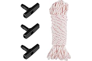 AYSYR 20 Meter 4 mm Lawn Mower Pull Cord,with 3 String Trimmer Handle,Accessories for Portable Lawn Mower,Lawn Mower Starter Cord for Fast Mowing,Lawn Mower Replacement Parts Pull Cord