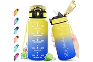 KOLLYKOLLA Gourde Sport 500ml, Bouteille Sport Étanche, Gourde avec Paille et Marqueur de Temps, Bouteille Réutilisable, Gourde sans BPA, Bouteille d'eau pour Enfant, Bureau, Fitness, Randonnée, Yoga, Camping