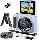 ARNSSIEN Digital Camera 4K Compact Digital Camera 2.8" Screen 180&deg;Selfie | Vlog Camera, 16X Zoom, 1500mAh Battery, Compact an