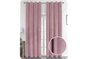 BEAUTEX Samt Vorhang Ösen Verdunkelung Gardine Velvet Blickdicht, 140x145 cm (Breite 140 cm, Höhe 145 cm, Rosa)