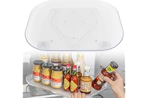 FORNORM Organizador de platos giratorios para frigorífico, rectangular, plato giratorio transparente, sin BPA, organizador de frigorífico, giratorio, organizador de cocina con antideslizante para