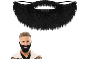 HAIFAFAFAING Black Fake Beard Funny Costume Disguise for Men False Beard Facial Hair for Party Cosplay, Holiday Masquerade, Halloween