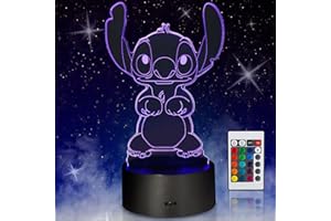 WUYOR 3D Stitch Lampe, Lilo und Stitch Nachtlicht für Kinder Stich Licht Tischlampe mit 16 Farben Smart Touch Taste Fernbedienung für Kinderzimmer Dekoration Geschenke