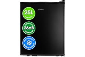 Abode Quiet Mini Cooler 25L Thermoelectric for Drinks with Adjustable Thermostat, Portable in Black, Compact For Bedroom, Home, Caravan with Reversible Door A25THBC102B