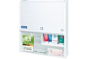 ‎WEINBERGER Weinberger Medizinschrank I Apotheker- und Medikamenten-Schrank I Tabletten-Aufbewahrung I Hausapotheke I Arznei- & Erste-Hilfe-Schrank I Kindersicherung I Jalousie I viele Fächer I Weiß