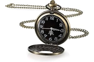 Yaomiao Vintage Taschenuhr Glatte Quarz Taschenuhr mit Kette Antik Kettenuhr mit Arabischen Ziffern für Damen Herren Vater Opa Geburtstag Jahrestag