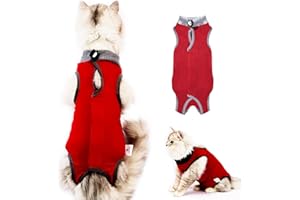 CGLRybO Katzenbody Nach Op Kastration Haustier-medizinisches chirurgisches Hemd Operationsgenesungsanzüge für Katzen (Stil:Red, L)