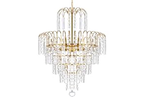 TRY-YEAN Lampadario in Cristallo Dorato Lampadario Moderno 6 Livelli 4 Luci Plafoniera in Cristallo Lampadario Plafoniera in Cristallo da Incasso per Camera da Letto, Soggiorno, Cucina, Hotel