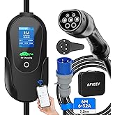 AFYEEV 6M Electric Car Charger 7.2kW, Electric Car Charging Cable Type 2 | with Adjustable Current 6/8/10/13/16/20/24/32A, EV