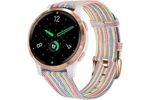 ahayo Armband für Garmin Vivoactive 4S / Vivomove 3S / Venu 2S, 18mm Weiches Nylon Atmungsaktives Uhrenarmband mit Rose Gold Verschluss für Fossil Damen Gen 5E 42mm