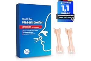 HEART FOR CARDS Anti-Schnarch Nasenstrips | 50 Nasenpflaster fürs bessere Atmen für Sport und Schlaf für Erwachsene und Kinder | Nasenstreifen Hautfarbe | Atemtrainer gegen Schnarchen | Nasal Strips Nose