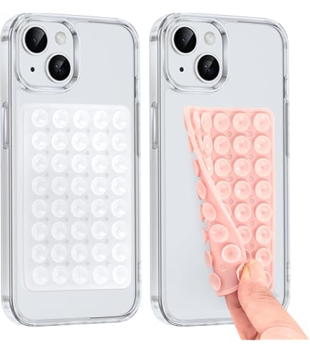 2 Ventose A Cuore Per Telefono - Silicone, Doppia Adesione, Rosa E Bianco