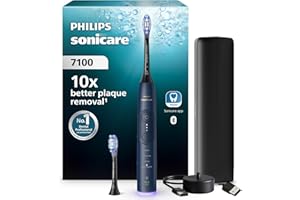 Philips Sonicare 7100 cepillo dental eléctrico, sónico, 4 modos de cepillado, 3 niveles de intensidad, alerta de presión, EasyStart, SmarTimer, azul marino, HX7423/01 [Nueva Tecnología]