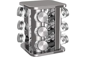 bonVIVO Rondo, Gewürzkarussell für 12 Gewürzstreuer, Edelstahl Gewürzregal in Silber-Chrom-Look, drehbares Gewürzregal, Gewürze Regal mit Platz für Salz- & Pfefferstreuer und viele andere Gewürze