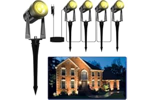 LONIUTO Spot LED Extérieur 14M, 3W*4 pièces Projecteurs extérieurs 3000K Blanc chaud, 14V Projecteurs LED extérieurs IP65 Imperméables pour allées, pelouses, cours, terrasses