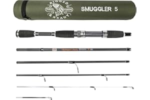 RIGGED & READY TRAVEL FISHING Canna da pesca e custodia da viaggio leggera ad alte prestazioni. Nano-Carbon, 5 multi-sezioni, 160 cm, asta da viaggio. The World Traveller Rod, di Rigged & Ready ™ Travel Fishing.