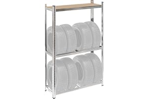 WilTec Estantería neumáticos hasta 795 kg 180x120x40cm almacenaje para 8 neumáticos Ruedas Cargas Pesadas