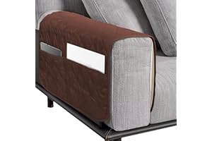 NiCola Sofa Armrest Cover 1pc Grey Arm Rest Chair Covers, Waterproof Chair Armrest Covers with Pockets for Sofa, Recliner Chair, Armchair (Dark Brown)