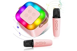 TOMOROY Karaoke Maschine Geschenke für Mädchen, Mikrofon Kinder Mini Karaoke mit 2 Mikrofon, Karaoke Mikrofon mit LED Tragbare Bluetooth Lautsprecher, Geburtstagsgeschenk für Mädchen Kinder Spielzeug 3-12