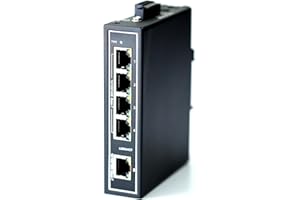 WIWAV WDH-5GT-DC 10/100/1000Mbps Gigabit Switches Ethernet industriales de 5 Puertos no administrados con riel DIN/Montaje en Pared (sin Ventilador, -30 ℃ ~ 75 ℃)