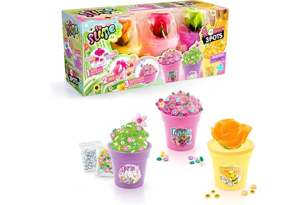 Canal Toys So Slime – Slime Flower 3 Pots – Kit Créatif : Pâtes Parfumées + 3 Fleurs Colorantes À Mélanger – Décorations & 3 Charms Inclus – Loisirs Créatifs Enfant Dès 6 Ans - SSC418