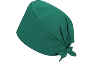 QCHOMEE Unisex Scrub Cap with Sweatband Adjustable Tie 100% Cotton Elastic Nurse Cap Hat Food Spa Beauty Salon Cap Reusable Washable Multipurpose Hat Green