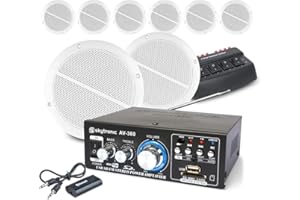SKYTRONIC Cafe Restaurant Shop Bluetooth Amplifier Ceiling Speaker System Kit with 8x Ceiling Speakers & Switch