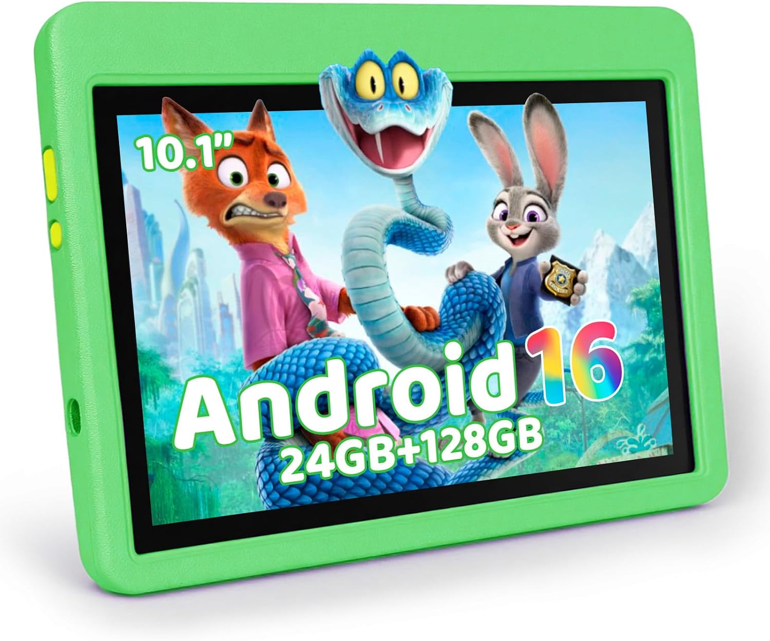 MUISOO Tablet para Niños 10 Pulgadas, Tablet Infantil Android 16 Cinco Núcleos, 24GB RAM 128GB ROM, Pantalla IPS HD 1280×800, Batería 6000mAh, Control Parental, WiFi 6 Bluetooth (Verde)