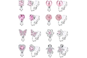 Guyode 6 Paires Boucles D'oreilles Clips pour Fille Enfant, Boucle Doreille Enfant Fille Hypoallergéniques, Clips Oreilles Non Percées, Cz Filles Boucles D'oreilles Clip