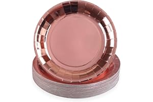 TOPWAYS Dekoracja urodzinowa, talerze papierowe, 23 cm, jednorazowe talerze, naczynia imprezowe na urodziny, wesela, piknik, jubileusz, 48 sztuk