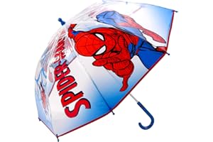 Marvel Spiderman Kids Windproof Dome Umbrella for Childrens Boys Girls Brolly with Safety Open
