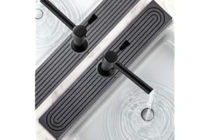 XIFLLIFE 24 Inch Stone Faucet Mat for Kitchen Sink,Kitchen Sink Splash Guard-Stone Drying Mat Kitchen,Super Absorbent, Diatomite Protector with Drainage for Kitchen Bathroom Counter(Dark Grey)