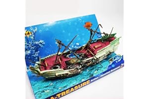 FAMKIT Ornamento per acquario Grande relitto affondato galeone nave pompa ad aria azionata naufragio decorazione per acquari accessori