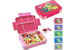 Waziwe Brotdose Dinosaurier für Jungen - Bento Box für Kinder Mit Fächern, Lässig und Auslaufsicher