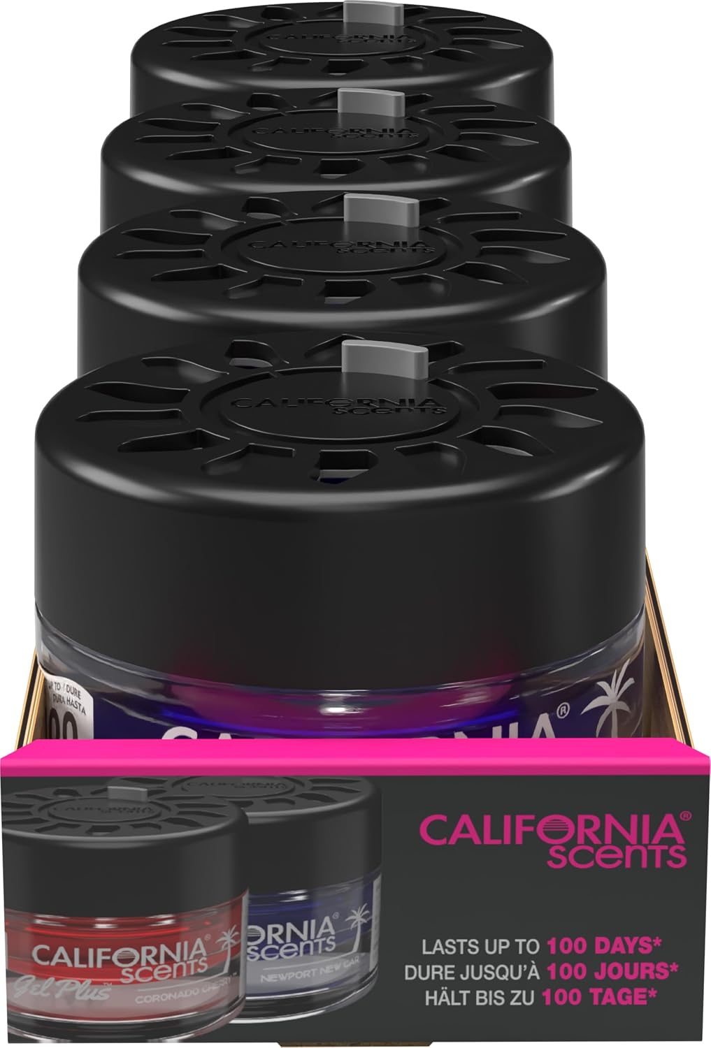 California Scents Gel Plus Car Air Freshener, Newport New Car Scent, 4 Count